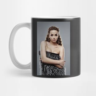 Fashion model on gray background, closeup Mug